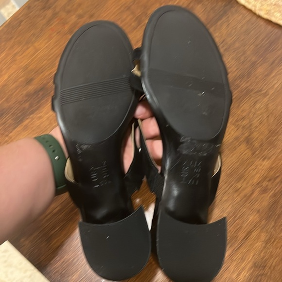 Naturalizer Black Jupiter Block Heel Slide Dress Sandals flower details size 9.5 - Picture 7 of 8